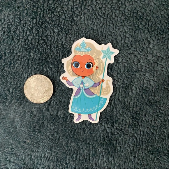 10-$10 Stickers - Cartoon-Style Winter Princess with Snowflake Staff/Wand - Picture 1 of 2